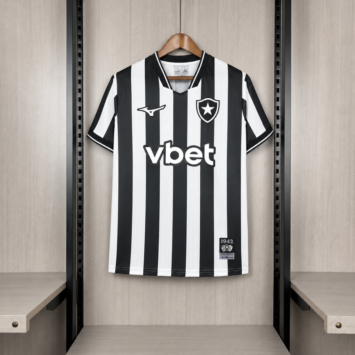 Camisa Botafogo 26/27 - Torcedor Preta e Branca Listrada
