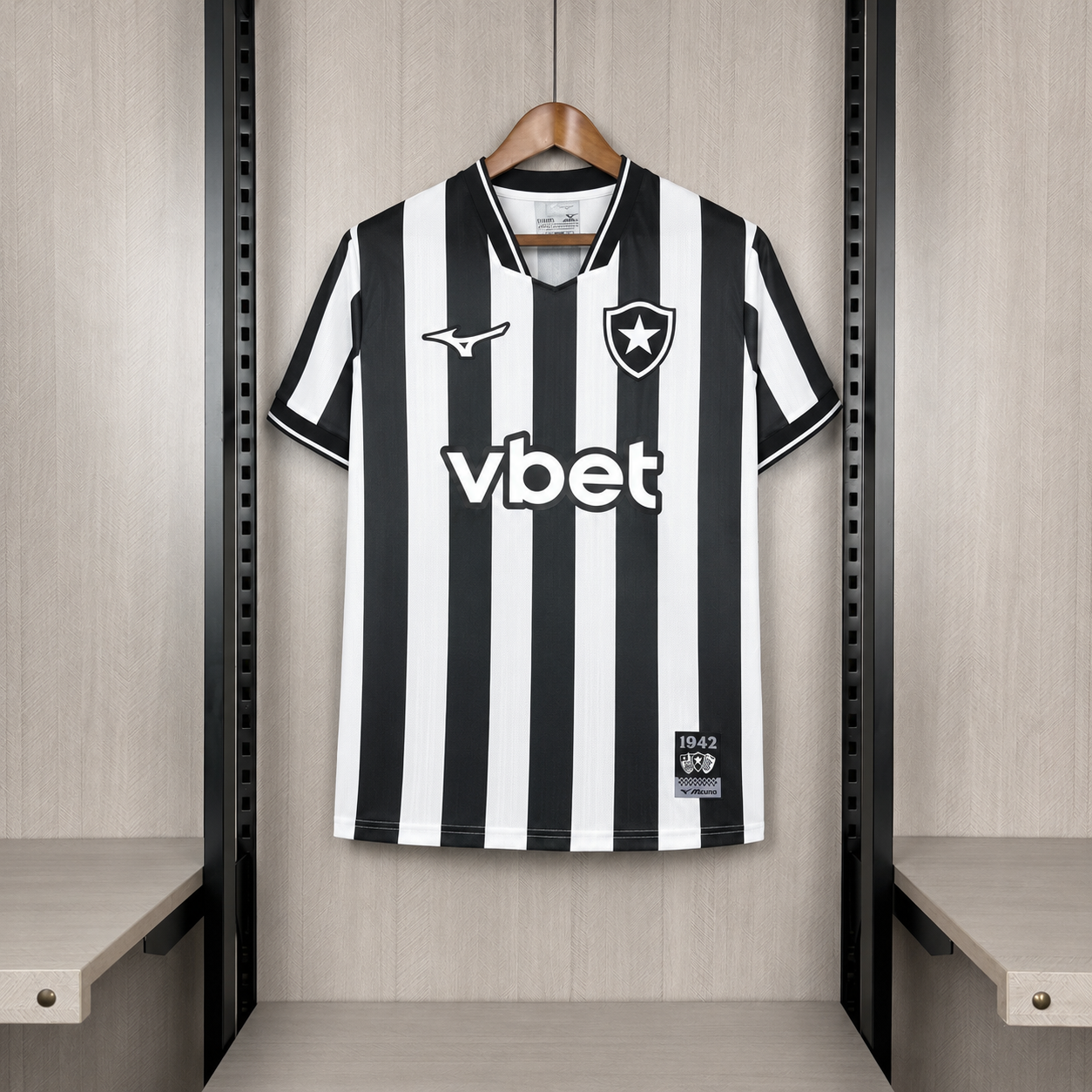 Camisa Botafogo 26/27 - Torcedor Preta e Branca Listrada