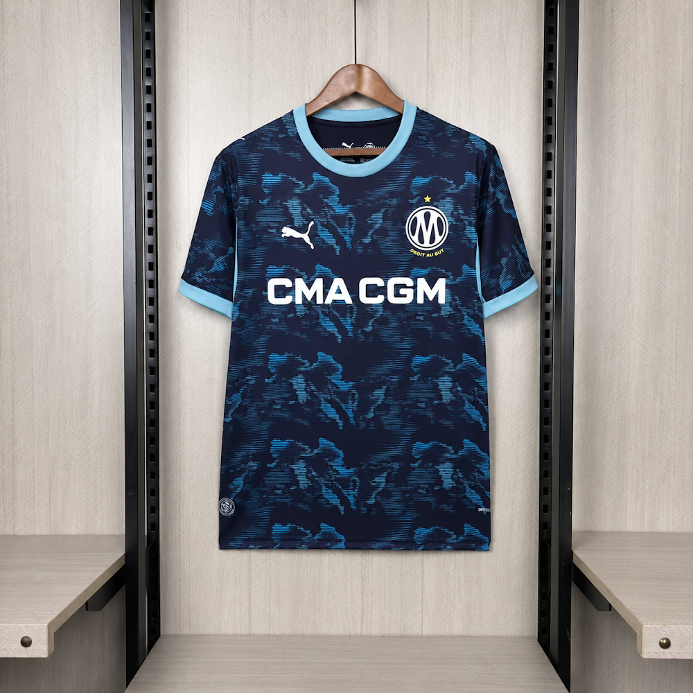 Camisa Olympique de Marselle 26/27 - Torcedor Azul Estampada Escura