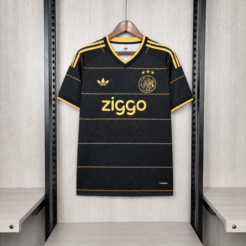 Camisa Ajax 26/27 - Torcedor Preta e Dourada