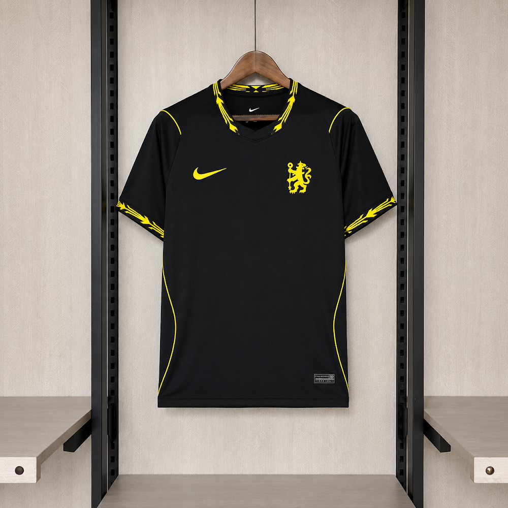 Camisa Chelsea 26/27 - Torcedor Preta e Dourada