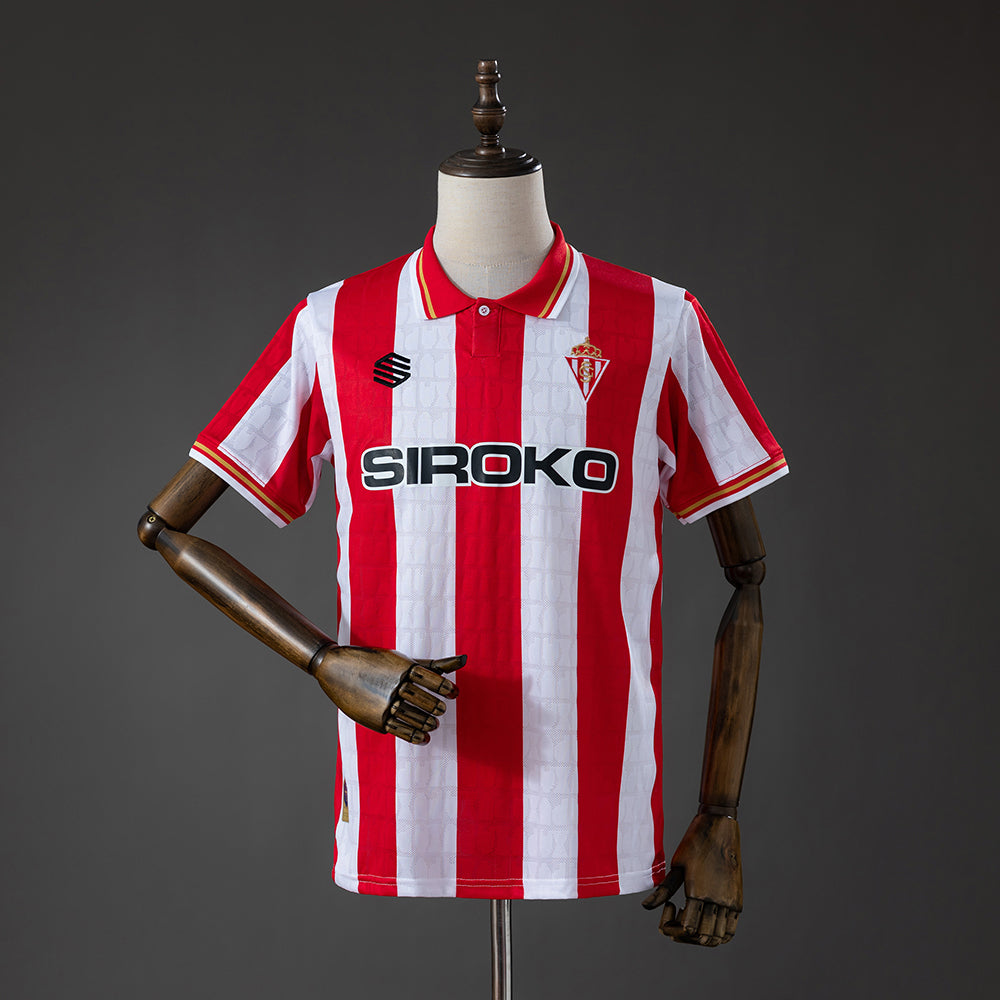 Camisa Sport Gijon 26/27 - Torcedor Vermelha e Branca Listrada