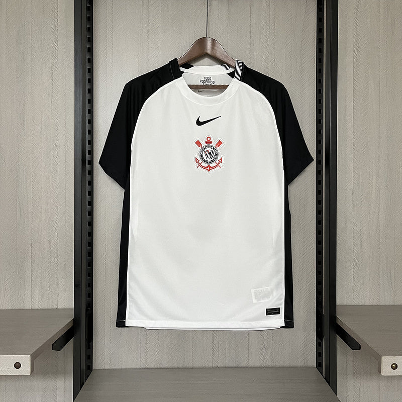 Camisa Corinthians 25/26 - Torcedor Branca e Preta Raglan