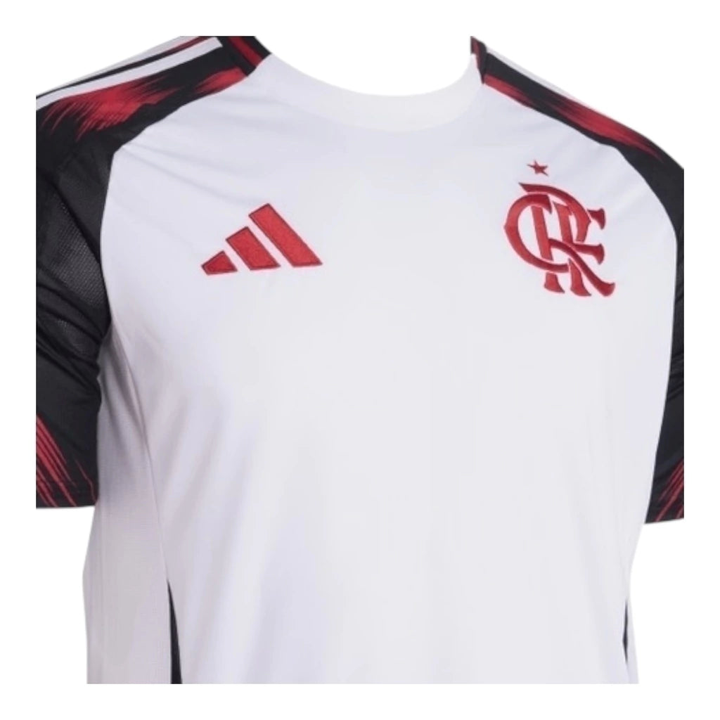 Camisa Flamengo II 25/26 - Torcedor Adidas Feminina - Branca com detalhes em vermelho e preto