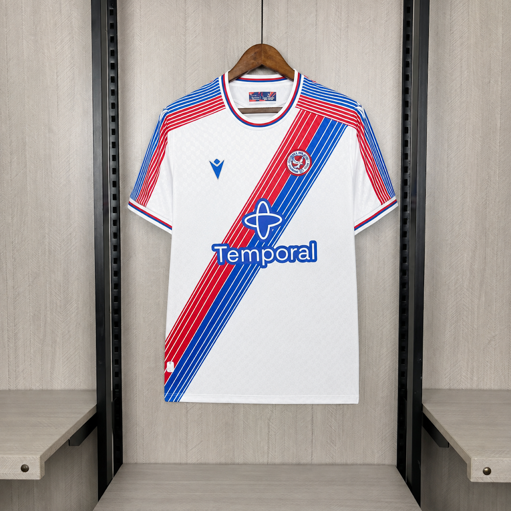 Camisa Crystal Palace 26/27 - Torcedor Branca e Azul Listrada