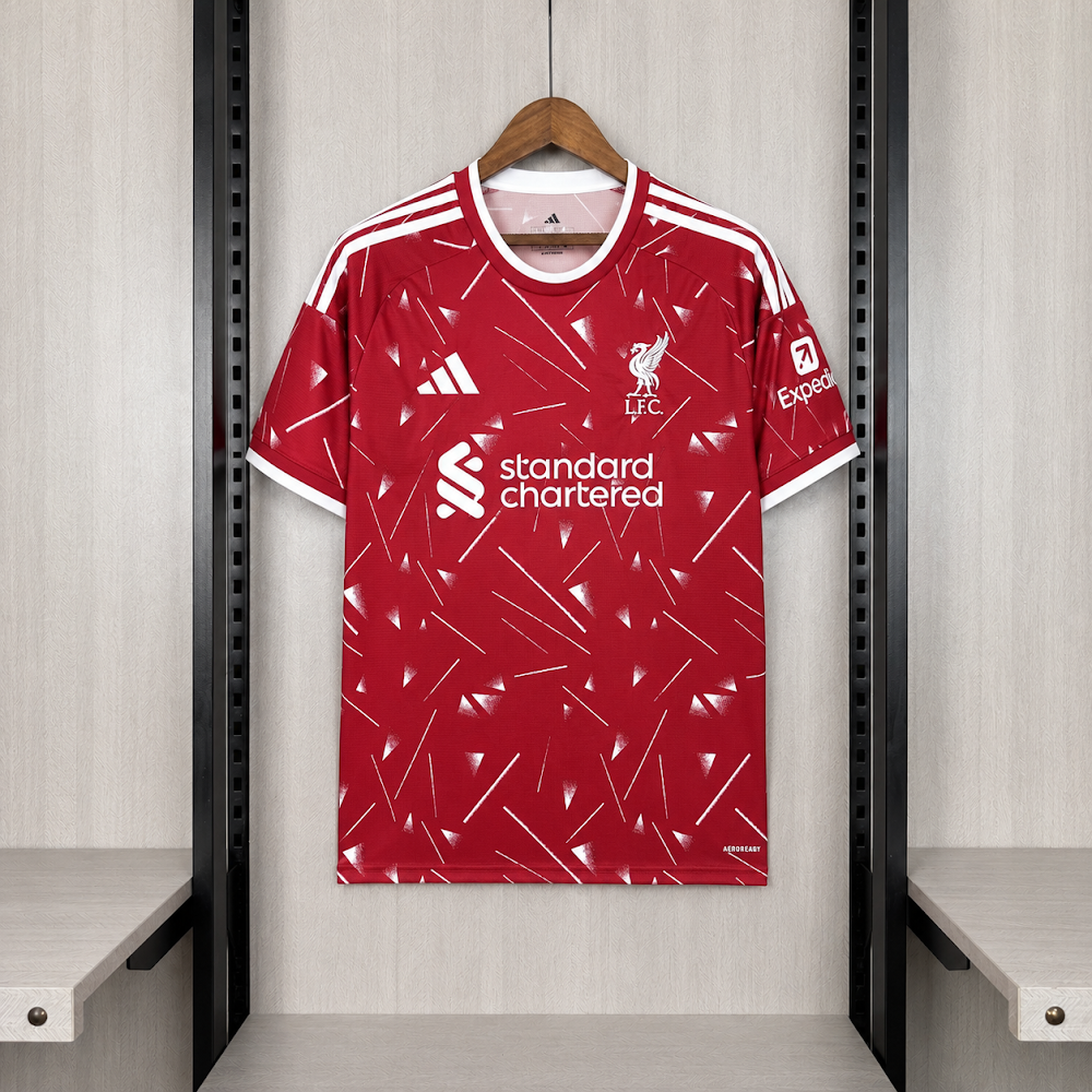 Camisa Liverpool 26/27 - Torcedor Vermelha Estampada