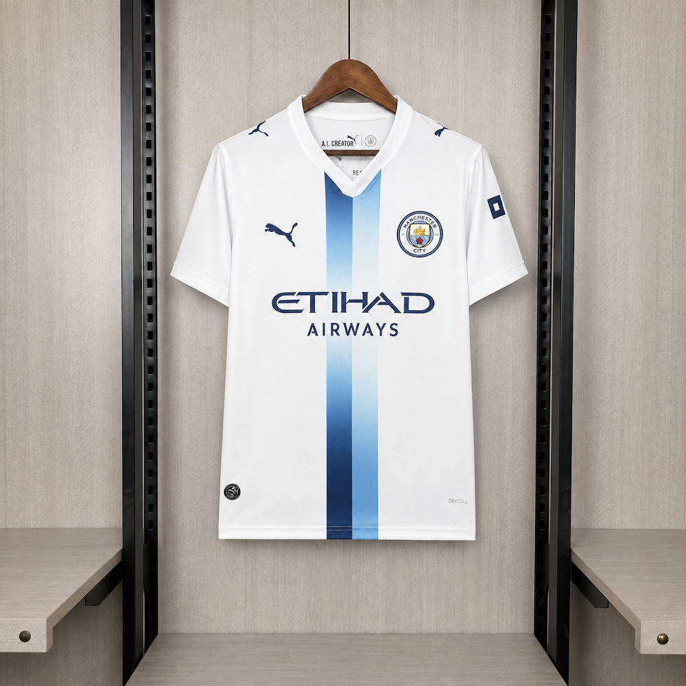 Camisa Manchester City 26/27 - Torcedor Branca e Azul Estampada