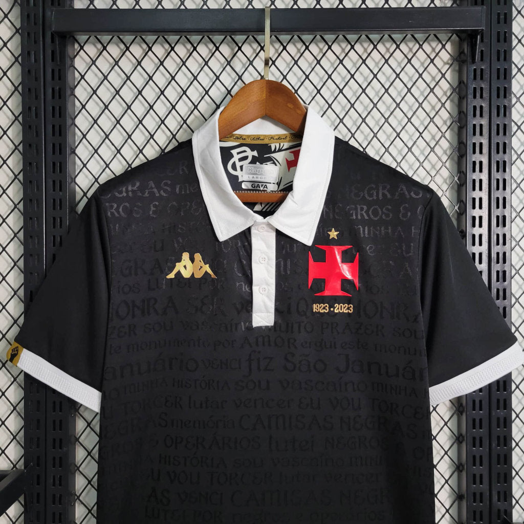 Camisa Vasco da Gama III 23/24 - Torcedor Kappa Masculina - Preta com detalhes em branco e dourado