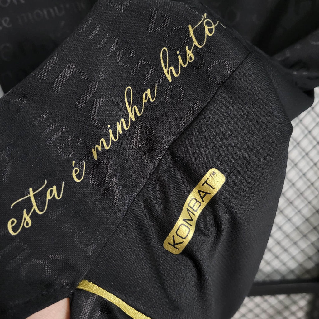 Camisa Vasco da Gama III 23/24 - Torcedor Kappa Masculina - Preta com detalhes em branco e dourado