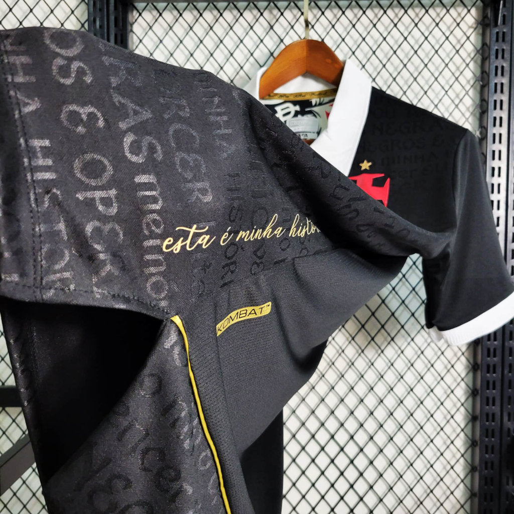 Camisa Vasco da Gama III 23/24 - Torcedor Kappa Masculina - Preta com detalhes em branco e dourado