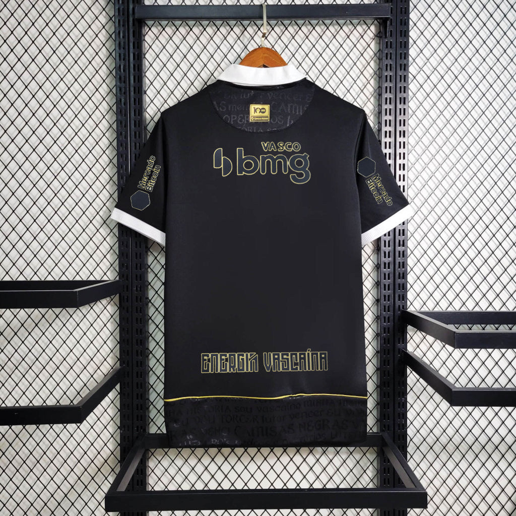 Camisa Vasco da Gama III 23/24 - Torcedor Kappa Masculina - Preta com detalhes em branco e dourado