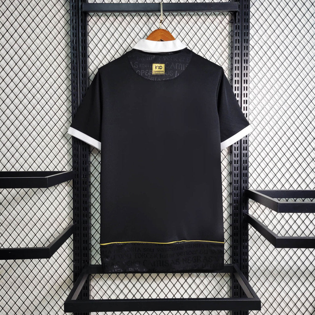 Camisa Vasco da Gama III 23/24 - Torcedor Kappa Masculina - Preta com detalhes em branco e dourado