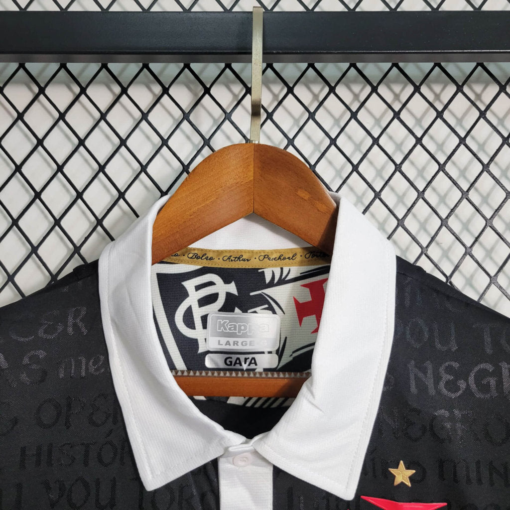 Camisa Vasco da Gama III 23/24 - Torcedor Kappa Masculina - Preta com detalhes em branco e dourado