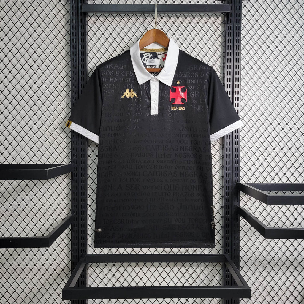 Camisa Vasco da Gama III 23/24 - Torcedor Kappa Masculina - Preta com detalhes em branco e dourado